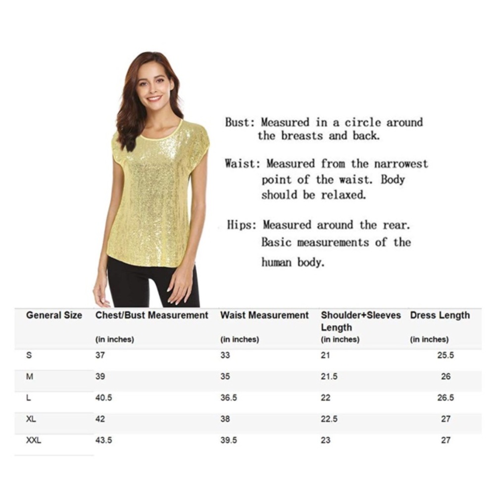 3/$25 Lecceca Gold Front Sequin Top T-Shirt Style - Picture 7 of 8